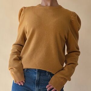 Mustard Puff Sleeve Pullover Sweater